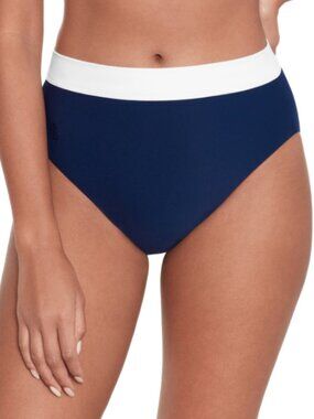 Lauren Ralph Lauren Women's Banded High-Waist Bikini Bottoms Blue Size 8 10943